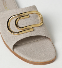 Off-White Womens Gold Paperclip Linen Slide 36 Brand New