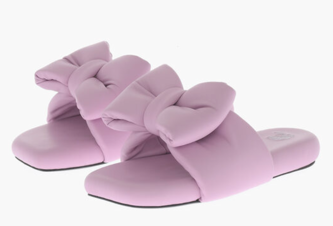 Off-White Womens Nappa Bow Padded Slipper Lilac 37 Brand New