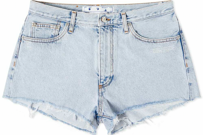 OFF-WHITE Women's Corporate Blue/White Denim Shorts Size 25