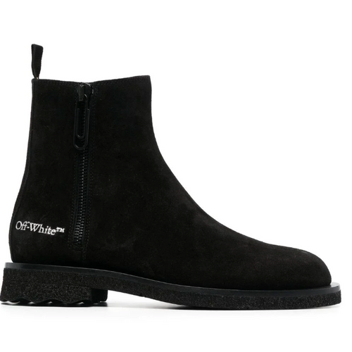 Off-White Mens Suede Sponge Sole Ankle Boot Black 44 Brand New