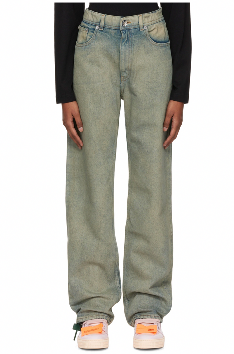 OFF-WHITE Women's Forest Green Baby Baggy Jeans Size 28