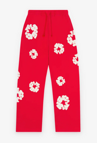 Denim Tears Cotton Wreath Open Hem Red Sweatpants Size Medium