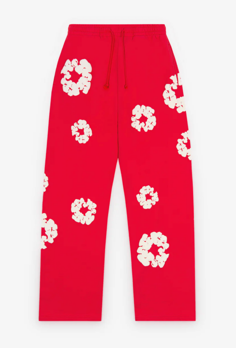 Denim Tears Cotton Wreath Open Hem Red Sweatpants Size Medium