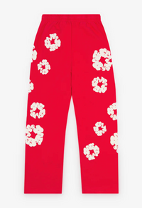 Denim Tears Cotton Wreath Open Hem Red Sweatpants Size Medium