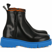 Off-White Mens Leather Sponge Zip Boot Black Blue 41 Brand New