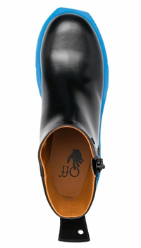 Off-White Mens Leather Sponge Zip Boot Black Blue 41 Brand New
