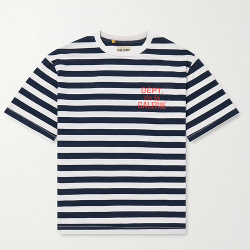 Gallery Dept. French Logo Striped Cotton-Jersey T-Shirt Navy White XXL Brand New