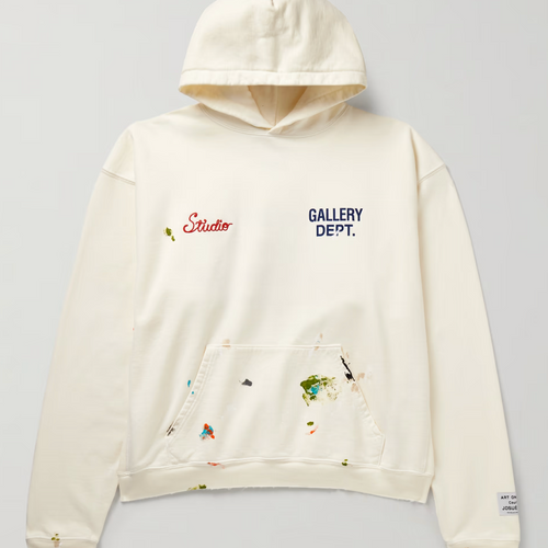 Gallery Dept. Studio Oversized Logo Embroidered Hoodie Cream Large Brand New