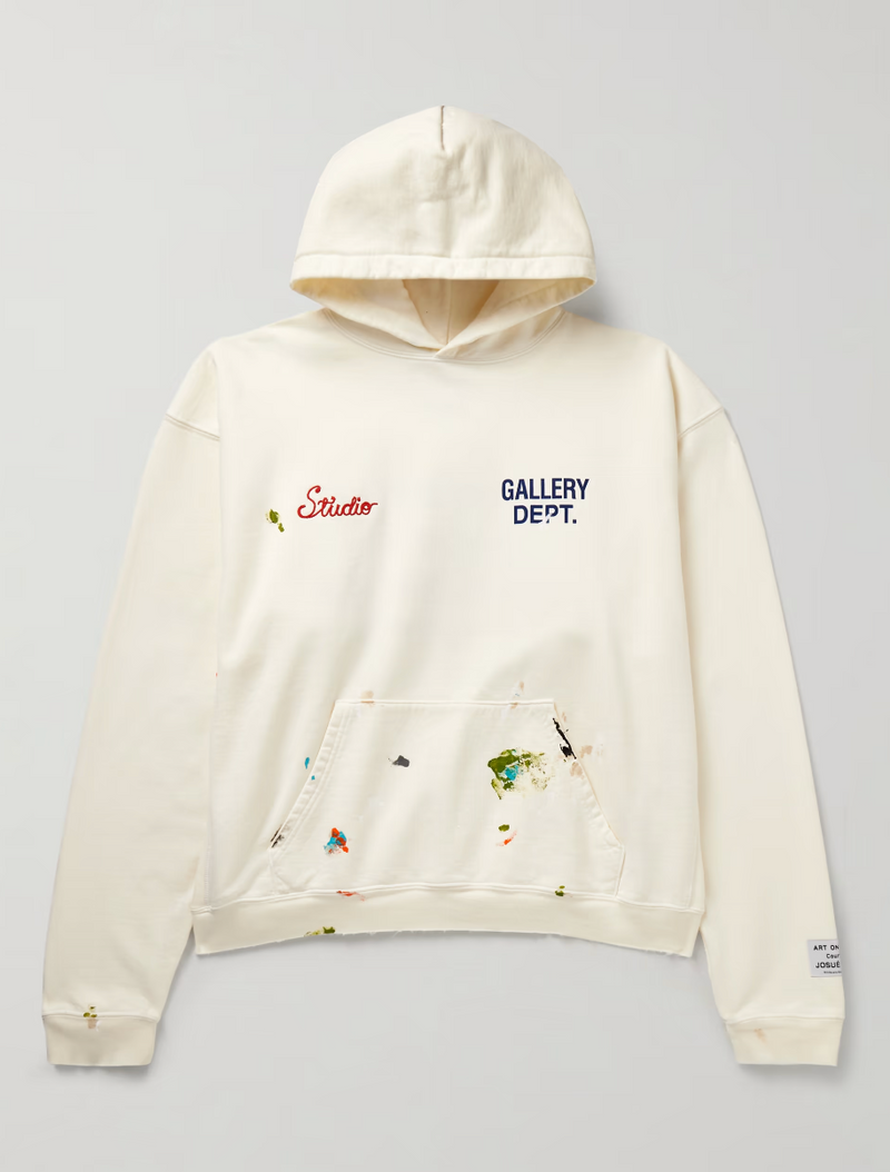 Gallery Dept. Studio Oversized Logo Embroidered Hoodie Cream Large Brand New