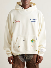 Gallery Dept. Studio Oversized Logo Embroidered Hoodie Cream Large Brand New