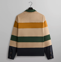Kith Stripe Microsuede Tanner Pullover L/S Polo - Size Small