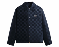 Kith Chekered Satin Coaches Jacket - Nocturnal Navy - Size Small