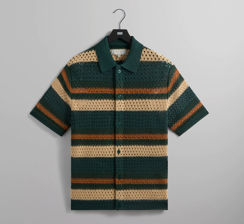 Kith Thompson Crochet Button Down Shirt - Chronicle - Size Small