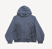 Balenciaga Zip Up Hoodie Faded Dark Blue Large Brand New