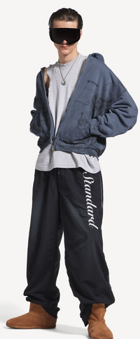 Balenciaga Zip Up Hoodie Faded Dark Blue Large Brand New
