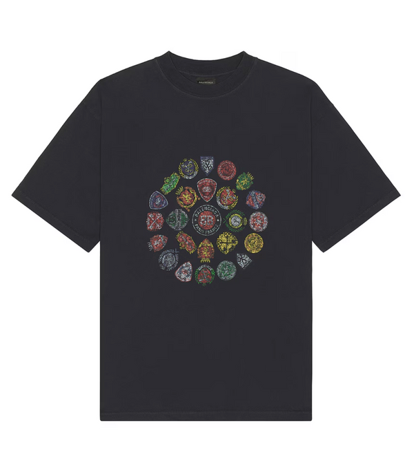 Balenciaga Spiral Crest T-shirt Medium Fit in Faded Black Large Brand New