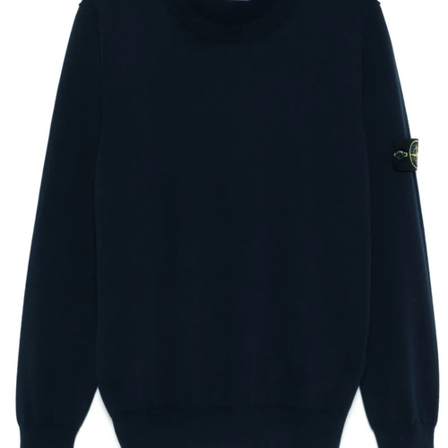 Stone Island Logo Patch Crewneck Sweater Navy Large Brand New