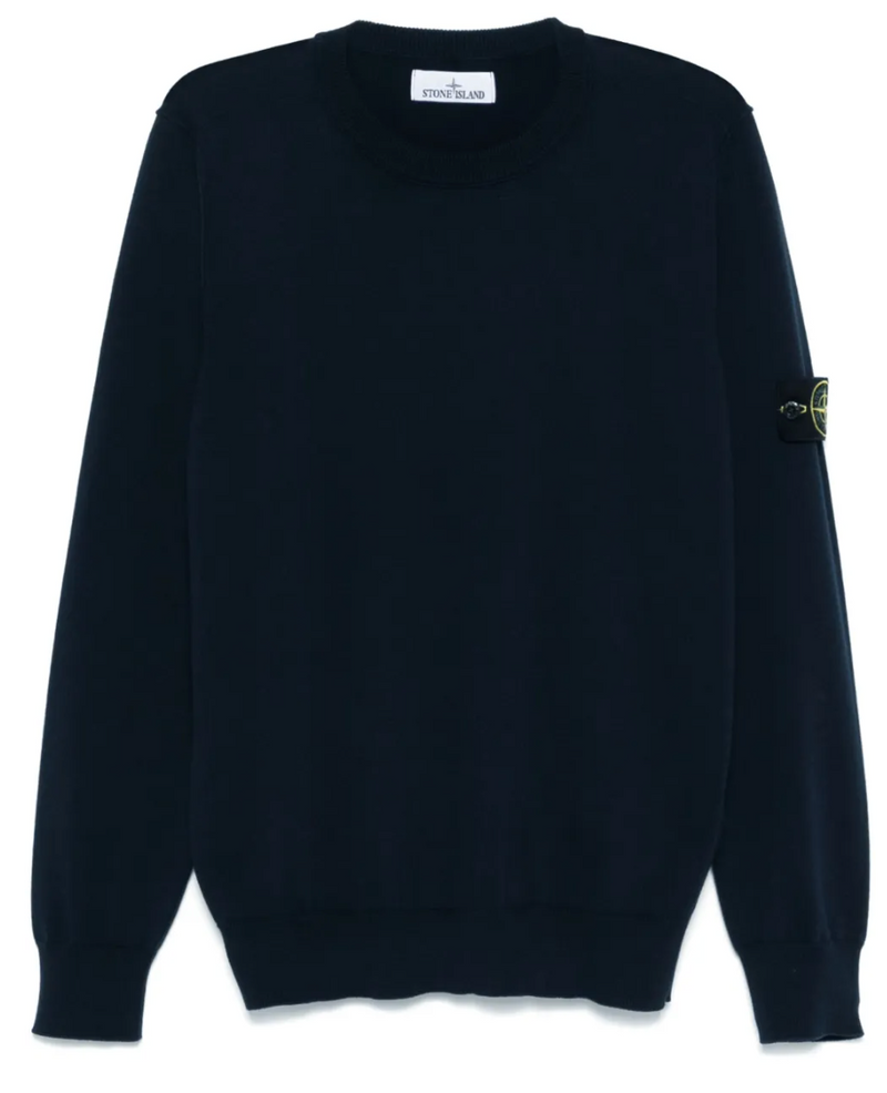 Stone Island Logo Patch Crewneck Sweater Navy Large Brand New