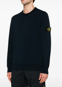 Stone Island Logo Patch Crewneck Sweater Navy Large Brand New