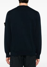 Stone Island Logo Patch Crewneck Sweater Navy Large Brand New