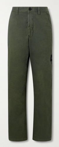 Stone Island Logo Straight Leg Stretch Trousers Green 34 Brand New