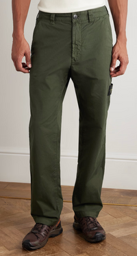 Stone Island Logo Straight Leg Stretch Trousers Green 34 Brand New