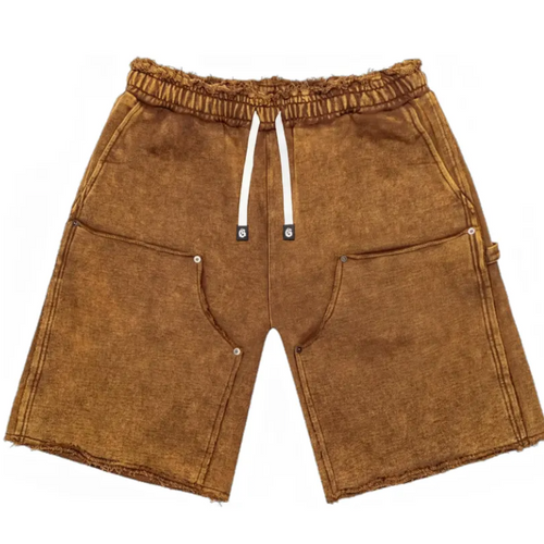 Godspeed Carpenter Distressed Shorts Brown Back Logo