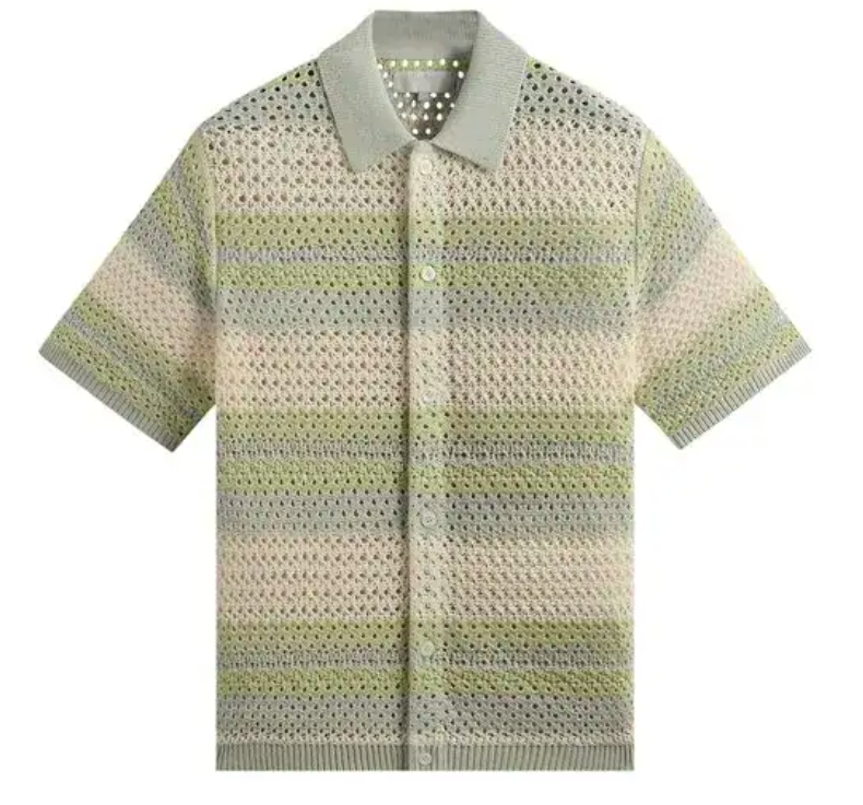 Kith Thompson Crochet Button Down Shirt - Breath Green Size Medium