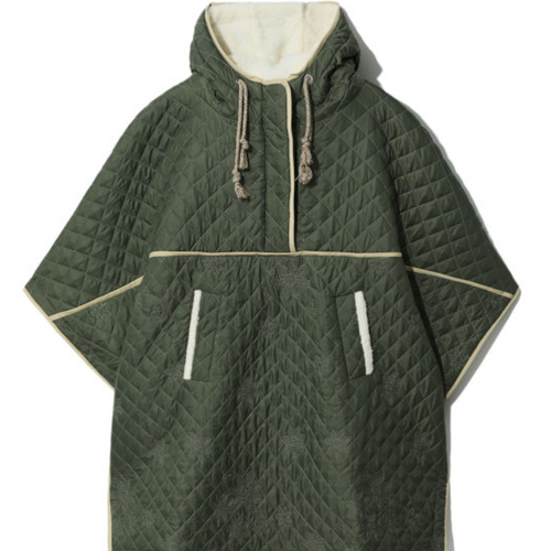 BAPY By BAPE Women's Quilted Embroidered Flower Green Poncho Size XS