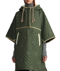 BAPY By BAPE Women's Quilted Embroidered Flower Green Poncho Size XS