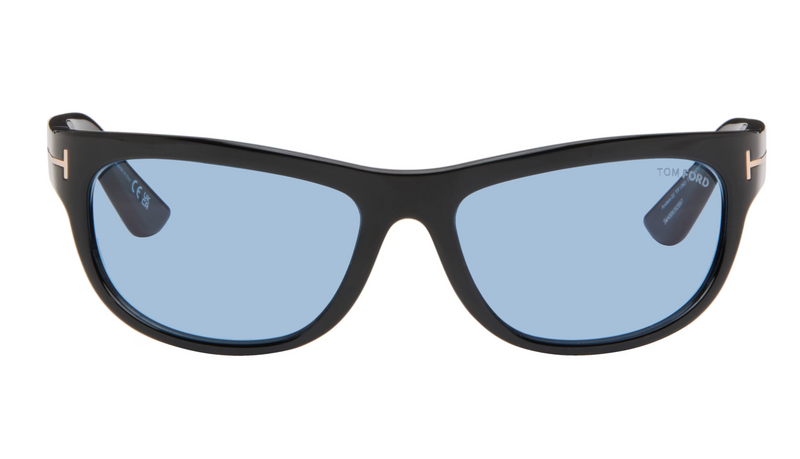 Tom Ford Men's Shiny Black/Blue Anders Rectangular Sunglasses FT1363