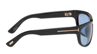 Tom Ford Men's Shiny Black/Blue Anders Rectangular Sunglasses FT1363
