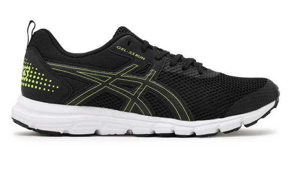 ASICS GEL-33 RUN "Black/Hazard Green" Performance Running Sneakers