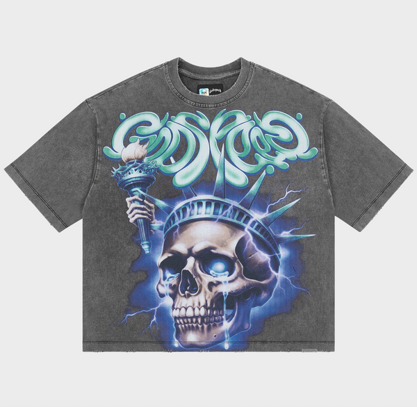 Godspeed Liberty Tears Tee Grey Wash