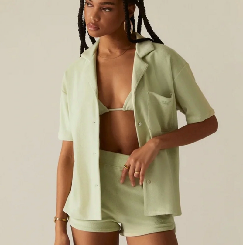 Kith Women's Elena Towel Terry Shirt - Light/Pastel Green XL