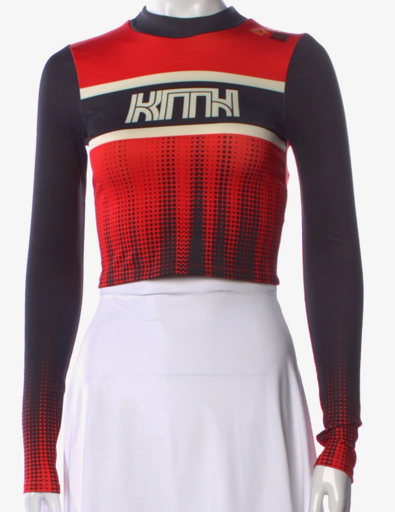 Kith Women's Valen Surge Logo Red L/S Shirt - Size LG - (MSRP: $125)