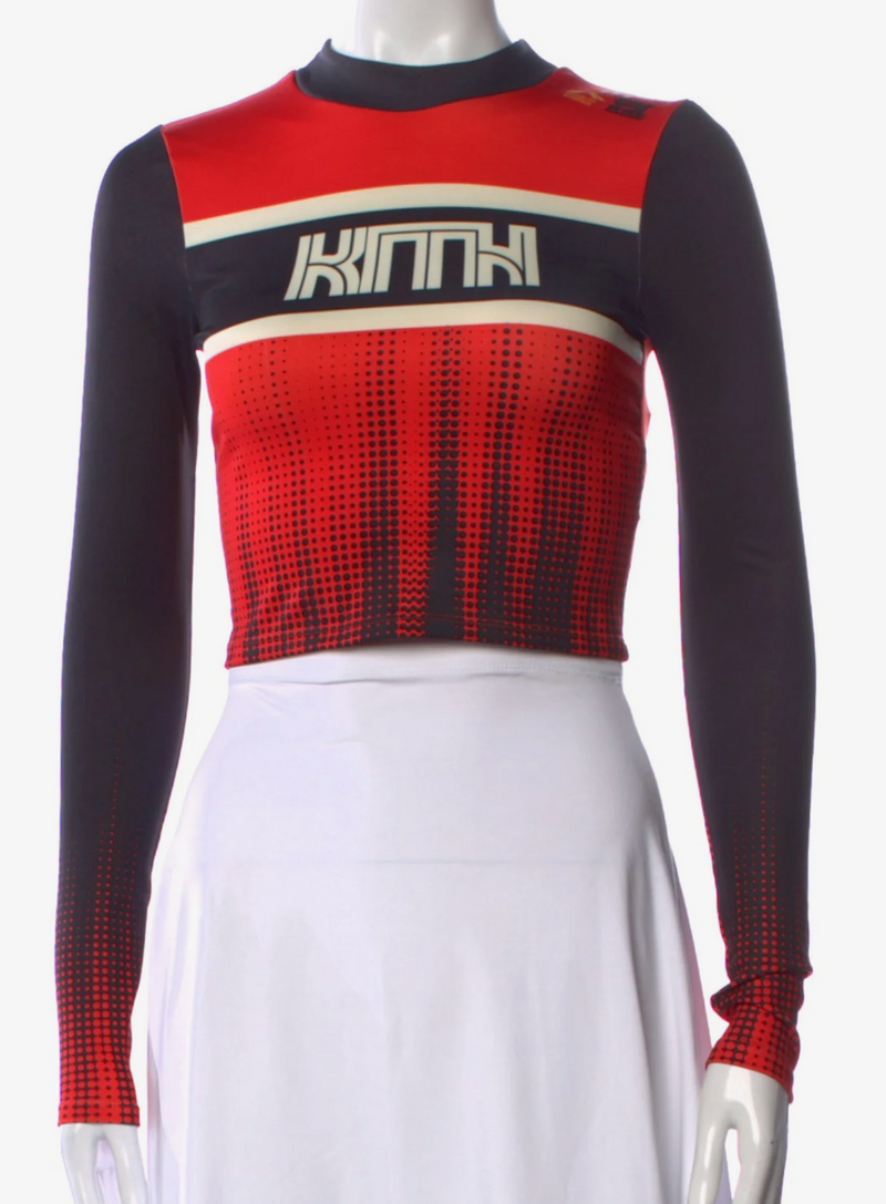 Kith Women's Valen Surge Logo Red L/S Shirt - Size MD - (MSRP: $125)