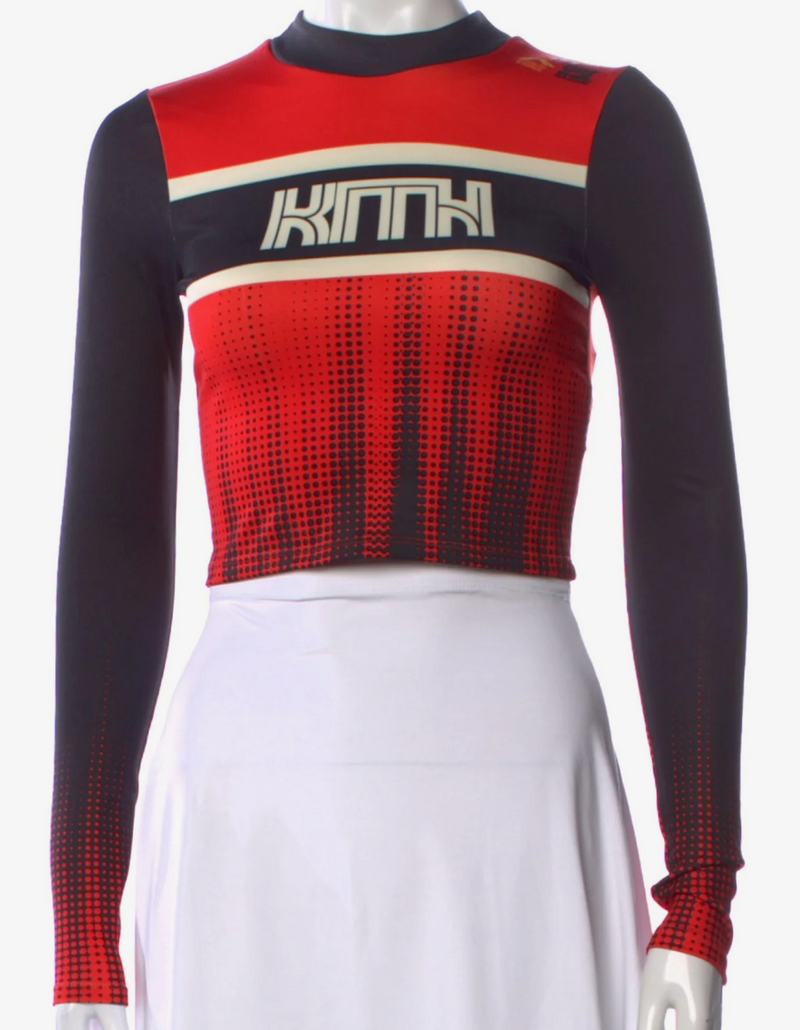Kith Women's Valen Surge Logo Red L/S Shirt - Size SM - (MSRP: $125)