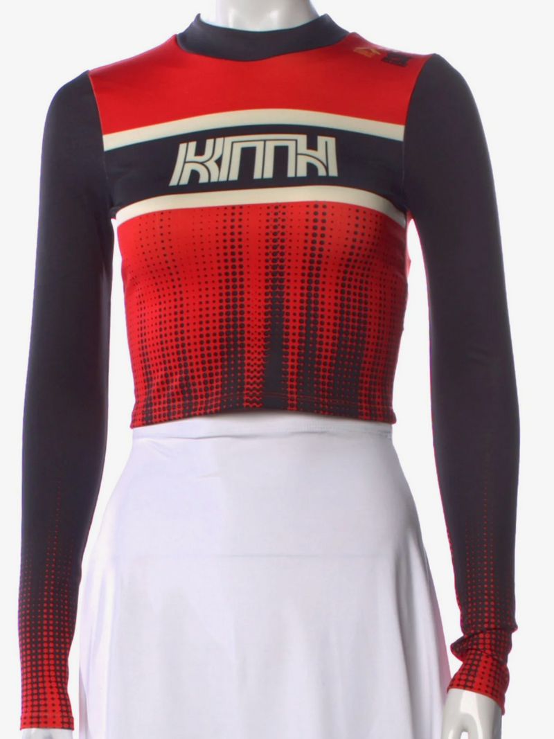 Kith Women's Valen Surge Logo Red L/S Shirt - Size XS - (MSRP: $125)