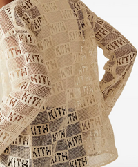 KITH Women's Jace Logo Lace Baseball Shirt - Beige XL (MSRP: $210)