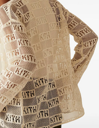 KITH Women's Jace Logo Lace Baseball Shirt - Beige M (MSRP: $210)