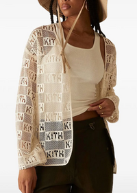 KITH Women's Jace Logo Lace Baseball Shirt - Beige S (MSRP: $210)