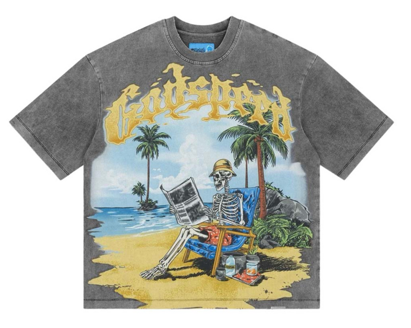 Godspeed Skeleton Beach II Grey Wash Tee