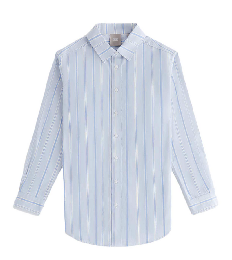 KITH Women's Gale Logo Stripe Shirt - Light/Pastel Blue S MSRP: $220