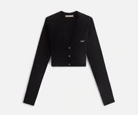 Kith Women's Sydney Cropped Plush Rib Cardigan 'Black' Size Large