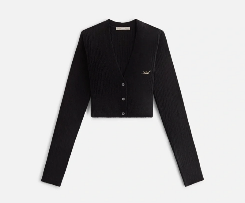 Kith Women's Sydney Cropped Plush Rib Cardigan 'Black' Size Large