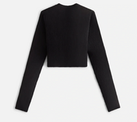 Kith Women's Sydney Cropped Plush Rib Cardigan 'Black' Size Large