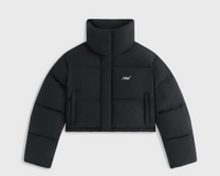 Kith Women's Shae Cropped Denim Puffer Jacket 'Washed Black' Size Large