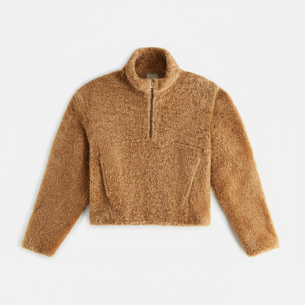 Kith Women's Devyn Shearling 1/4 Zip Sweater 'Beige' Size XS