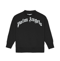 Palm Angels Kids Classic Curved Logo Crewneck Sweater 'Creme Black/White' Size 10